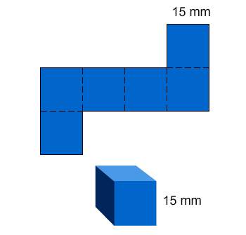 Here is a picture of a cube and the net for this cube. what is the surface area of this