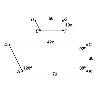 In the two similar trapezoids below, he = 20, what is da?  a. 10 b. 20