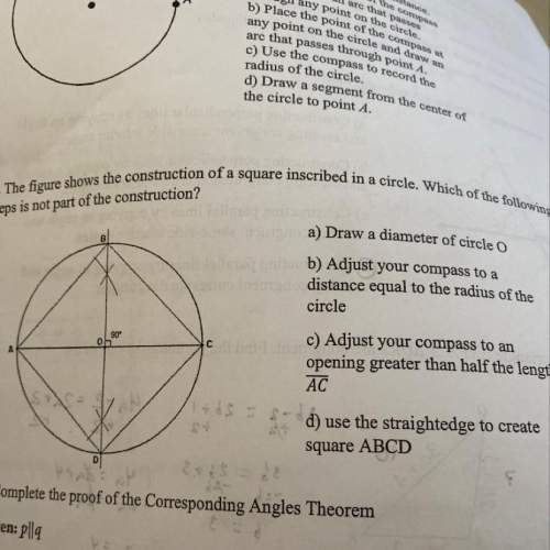 The figure shows the construction of a square inscribed in a circle? which of the following steps i