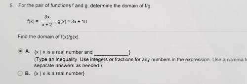 For the pair of functions f and g determine the domain of f o g