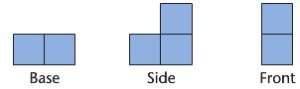 Determine which figure matches the pattern for the given base, side, and front.