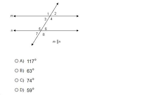 Line m is parallel to line n. the measure of angle 5 is 117°. what is the measure of angle 1?