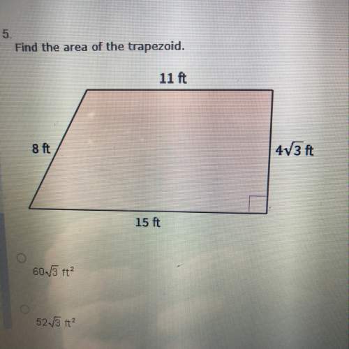 Find the area of the trapezoid.  answer options: 60sqrt3, 52sqrt3, 44sqrt3 -24, 44sqrt3