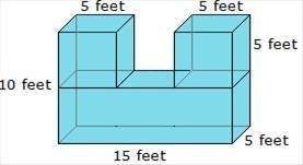 Find the surface area of the complex figure. a) 300 feet squared b) 225 feet squared c) 550 feet squ