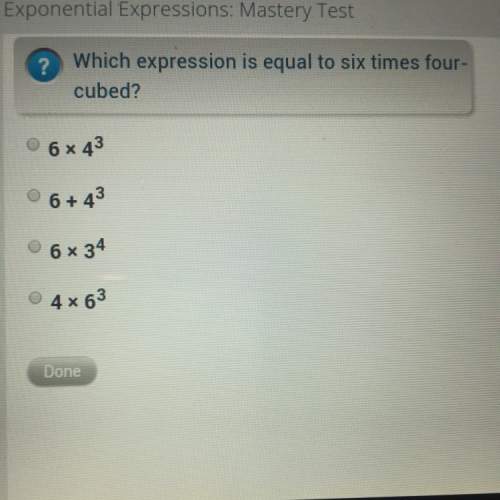 Which expression is equal to six times four cubed ?