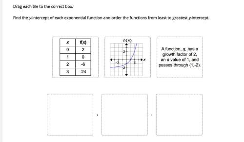 Drag each tile to the correct box. find the y-intercept of each exponential function and order