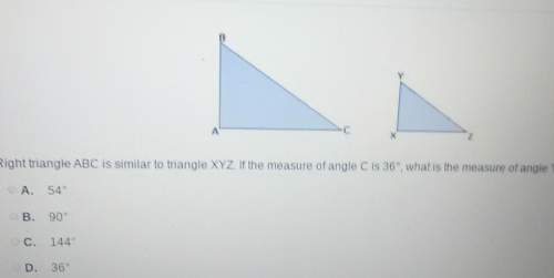 Right triangle abc is similar to triangle xyz. if the measure of angle c is 36", what is the measure