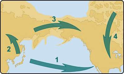 Which number on the map shows the route many of the earliest americans took?