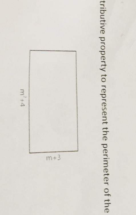 Write an expression during the distributive property to represent the perimeter of the rectangle. (