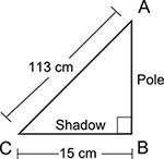 The picture below shows a pole and its shadow:  what is the height of the pole?