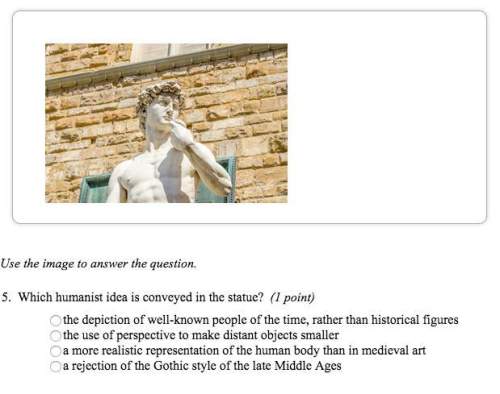 Which humanist idea is conveyed in this statue