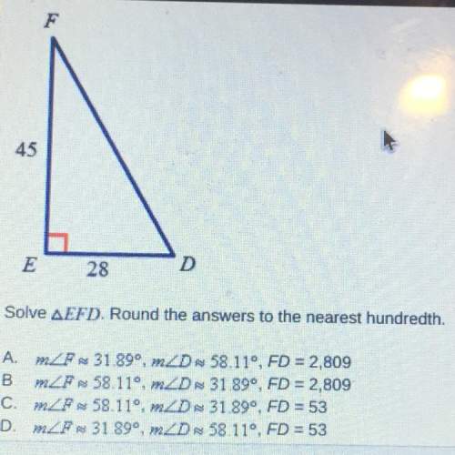 Solve triangle efd round the answers to the nearest hundredth