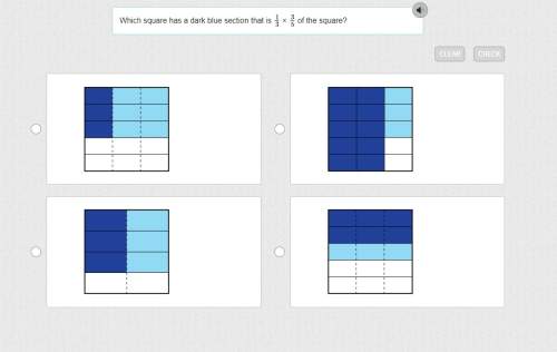 Which square has a dark blue section that is 1/3 × 3/5 of the square?  !