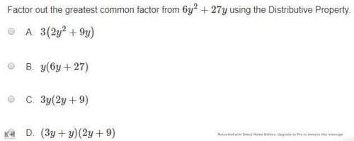 Factor out the greatest common factor from 6y^2 + 27y using the distributive property.