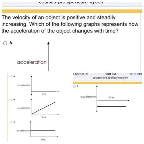 The velocity of an object is positive and steadily increasing. which of the following graphs represe