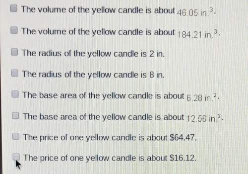 Marina sells candles that are in the shape of cones she makes a yellow candle that has a diameter of