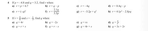 Substitution just 4.g) r=-3.2p+q^2