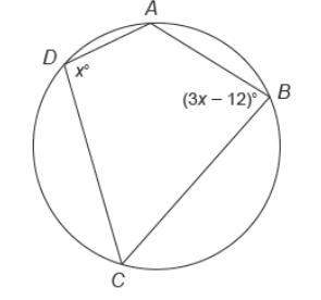 Quadrilateral abcd  is inscribed in this circle. what is the measure of ang