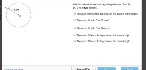 Which statements are true regarding the area of circle d? select two options. the area of the circl