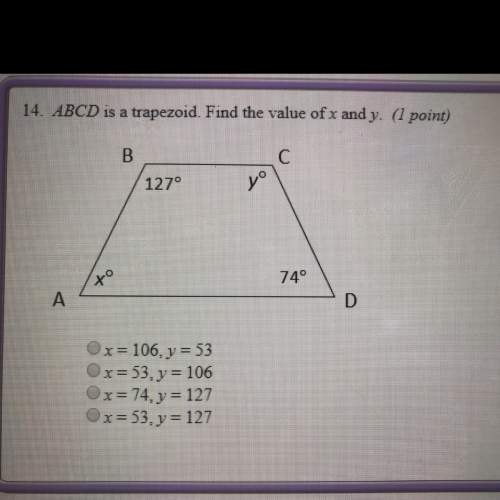 Abcd is a trapezoid find the value of x and y