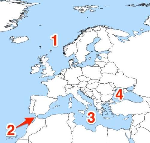 Which number represents the mediterranean sea?  1 2 3