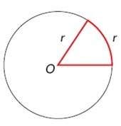 In the diagram, the measure of angle o is  a. 2π radians  b. 1 radian c. 60 degree