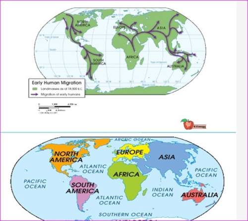 According to the maps, where did humans migrate after reaching southeast asia? west toward india we