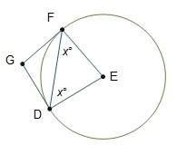 Angle g is a circumscribed angle of circle e. what is the measur