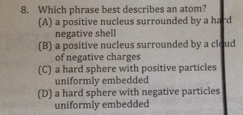8. which phrase best describes an atom? (a) a positive nucleus surrounded by a ha dnegative shell(b)