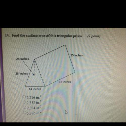 Find the surface area of this triangular prism is appreciate it
