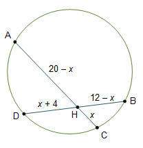 Ac and db are chords that intersect at point h. what is the length of line segment db?