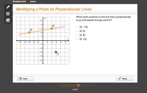 Which point could be on the line that is perpendicular to and passes through point k?