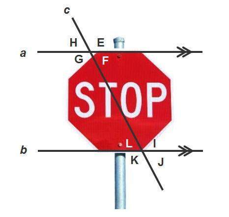 The stop sign is a regular octagon, so the measure of ∠f must be 67.5°. what is the angle measure fo