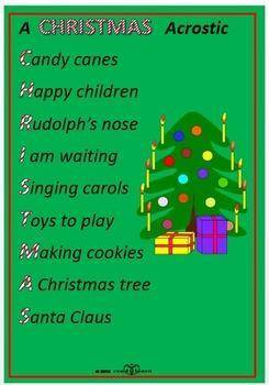 Make an Christmas Acrostic Poem I will mark brainliest :) Also have a good Christmas!!