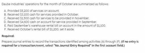 Record the journal entry 
Received October's rental bill of $1,300; set it aside.