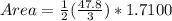 Area = \frac{1}{2}(\frac{47.8}{3}) * 1.7100