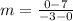 m=\frac{0-7}{-3-0}