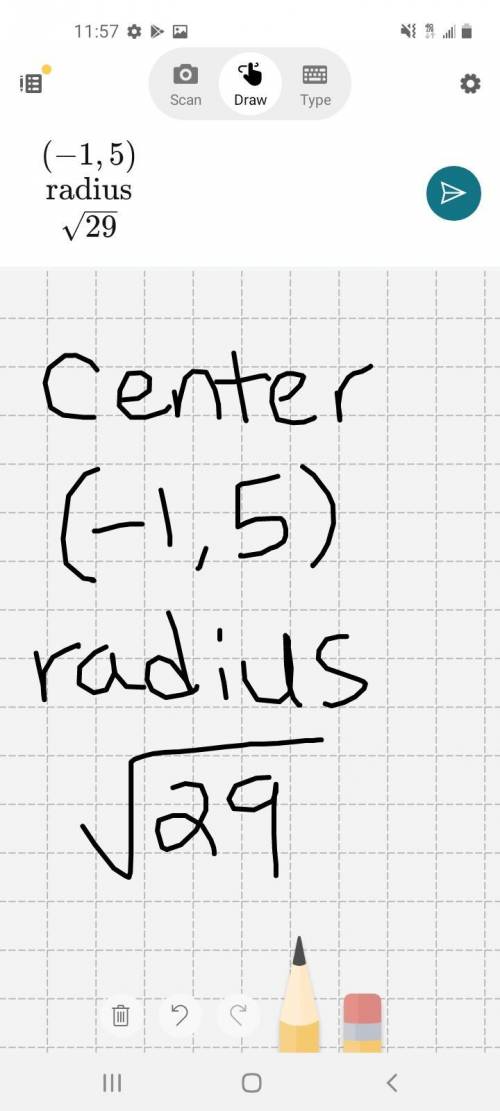 Find the center and radius of
x2 + y2 + 2x – 10y + 10 = 0
