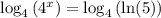 \log_4\left(4^x\right)=\log_4\left(\ln(5)\right)