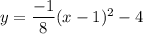 y=\dfrac{-1}{8}(x-1)^2-4