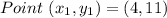 Point\ (x_1,y_1) = (4,11)