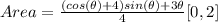 Area = \frac{(cos(\theta) + 4)sin(\theta) + 3\theta}{4}[0,2]