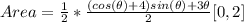 Area = \frac{1}{2}*\frac{(cos(\theta) + 4)sin(\theta) + 3\theta}{2}[0,2]