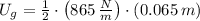 U_{g} = \frac{1}{2}\cdot \left(865\,\frac{N}{m} \right) \cdot (0.065\,m)