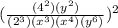 (\frac{( {4}^{2} )( {y}^{2} )}{( {2}^{3}  )( {x}^{3} )( {x}^{4} )( {y}^{6} )})  ^{2}