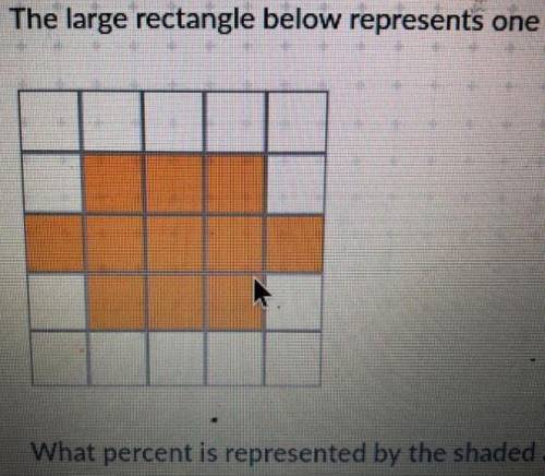 The large rectangle below represents one whole.

What percent is represented by the shaded area?