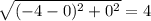 \sqrt{(-4-0)^{2}+0^{2}  }=4