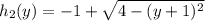 h_2 (y) = -1 + \sqrt{4 - (y +1)^2}