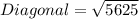 Diagonal=\sqrt{5625}