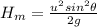 H_m = \frac{u^2sin^2 \theta}{2g}